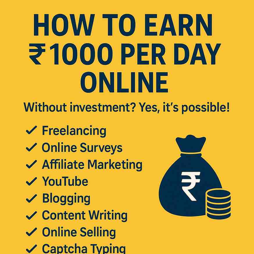 How to Earn 1000 Rs Per Day Without Investment Online